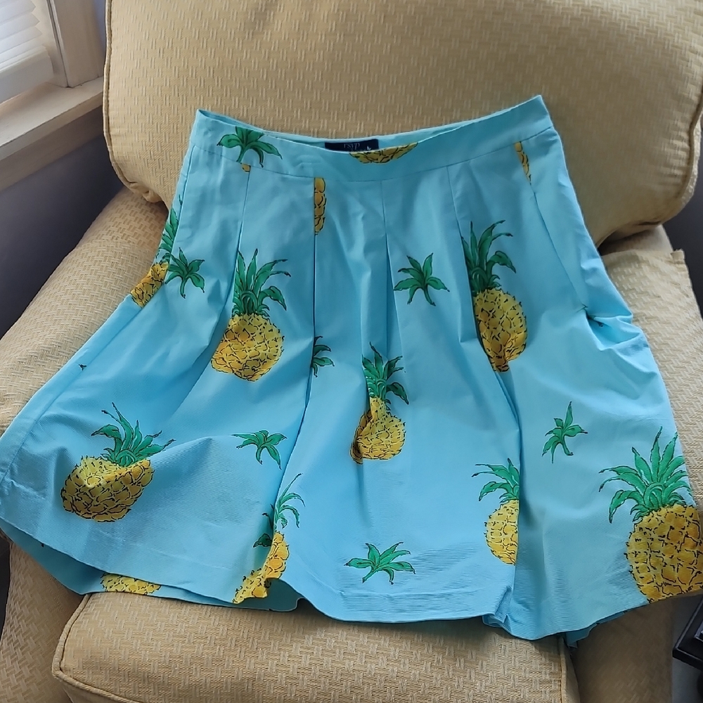 Talbots Pineapple Print Blue Skirt